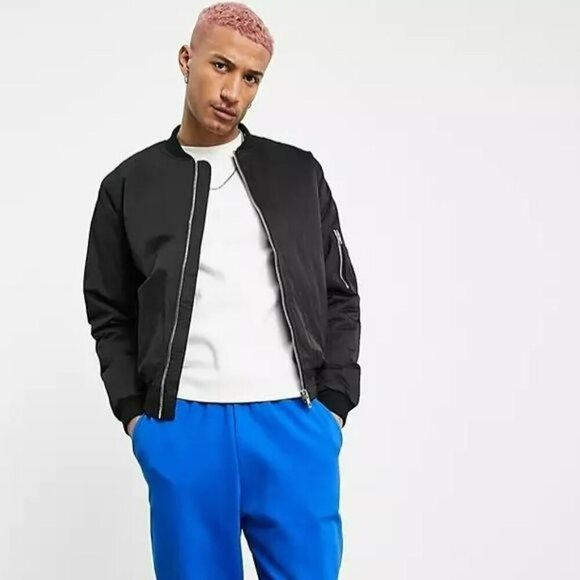ASOS mens heavyweight padded bomber jacket in black with MA1 pocket - XL NWOTs - Picture 2 of 11